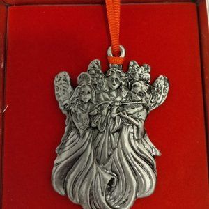 Wallace silversmiths 3 angels pewter mini Christmas Ornament New in box